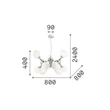 Pendul IdealLux NODI metal, sticla, crom, E14 - 370002