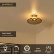 Plafoniera Lucide SANTIAGO metal, sticla, sampanie, chihlimbar, LED, 10W, 550lm, 2700K-4000K - 23101/12/62