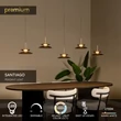 Pendul Lucide SANTIAGO metal, sticla, sampanie, chihlimbar, LED, 10W, 450lm, 2700K-4000K - 23401/60/62