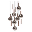 Pendul Lucide JASMINE metal, sticla, cupru, fumuriu, LED, 4.5W, 292lm, 2200K-3300K - 74420/12/65