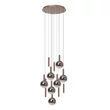 Pendul Lucide JASMINE metal, sticla, cupru, fumuriu, LED, 4.5W, 292lm, 2200K-3300K - 74420/12/65