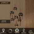 Pendul Lucide JASMINE metal, sticla, cupru, fumuriu, LED, 4.5W, 292lm, 2200K-3300K - 74420/12/65
