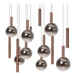 Pendul Lucide JASMINE metal, sticla, cupru, fumuriu, LED, 4.4W, 360lm, 2200K-3300K - 74420/14/65