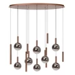 Pendul Lucide JASMINE metal, sticla, cupru, fumuriu, LED, 4.4W, 360lm, 2200K-3300K - 74420/14/65