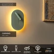 Aplica de perete Lucide CARMINO lemn, metal, verde, LED, 9.8W+2.8W, 590lm+220lm, 2700K - 77292/12/33