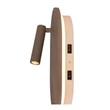 Aplica de perete Lucide CARMINO lemn, metal, maro, LED, 9.8W+2.8W, 590lm+220lm, 2700K - 77292/12/41