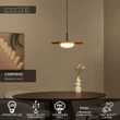 Pendul Lucide CARMINO metal, lemn, negru, portocaliu, LED, 8W, 700lm, 2700K - 77492/07/55