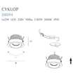 Spot incastrabil Maxlight CYKLOP metal, acril, alb, transparent, LED, 12W, 900lm, 3000K, IP65 - H0094-3000K