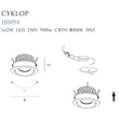 Spot incastrabil Maxlight CYKLOP metal, acril, alb, transparent, LED, 12W, 900lm, 4000K, IP65 - H0094-4000K