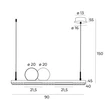 Pendul Maxlight MOMO metal, acril, negru, auriu, LED, 35W, 3010lm, 3000K - P0487