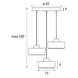 Pendul Maxlight LIPARI metal, acril, auriu, transparent, LED, 22W, 1728lm, 3000K - P0543