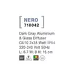 Aplica de perete exterioara NovaLuce Nero metal, sticla, gri, 2xGU10, IP54 - NL-710042