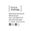 Lampadar exterior NovaLuce Stick metal, plastic, gri, alb, E27, IP54 - NL-71371102