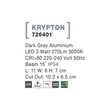 Lampa exterioara incastrabila NovaLuce Krypton metal, gri, LED, 3000K, 3W, 270lm, IP54 - NL-726401