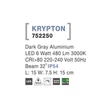 Aplica de perete exterioara NovaLuce Krypton metal, gri, LED, 3000K, 6W, 480lm, IP54 - NL-752250