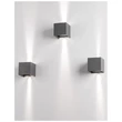 Aplica de perete exterioara NovaLuce Como metal, gri, LED, 3000K, 2x3W, 510lm, IP54 - NL-847407