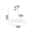 Pendul NovaLuce GITCHI metal, sticla, negru, auriu, alb, G9 - NL-9009296