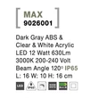 Aplica de perete exterioara NovaLuce Max plastic, gri, LED, 3000K, 12W, 430lm, IP65 - NL-9026001