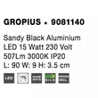 Aplica de perete NovaLuce GROPIUS metal, negru, LED, 3000K, 15W, 507lm - NL-9081140