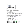 Aplica de perete exterioara NovaLuce Ned metal, sticla, gri, LED, 3000K, 2x6W, 960lm, IP54 - NL-9104021