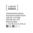 Aplica de perete exterioara NovaLuce Loeve metal, plastic, antracit, transparent, E27, IP65 - NL-9193101