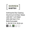 Aplica de perete exterioara NovaLuce Sorren metal, sticla, antracit, transparent, E27, IP65 - NL-9197701