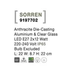 Aplica de perete exterioara NovaLuce Sorren metal, sticla, antracit, transparent, 2xE27, IP65 - NL-9197702