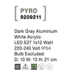 Aplica de perete exterioara NovaLuce Pyro metal, plastic, gri, E27, IP54 - NL-9209211