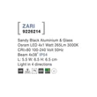 Aplica de perete exterioara NovaLuce Zari metal, sticla, negru, LED, 3000K, 4x1W, 265lm, IP54 - NL-9226214