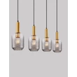 Pendul NovaLuce MAHO metal, sticla, alama, fumuriu, E27 - NL-9236315