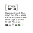Decor exterior NovaLuce Stake metal, sticla, negru, LED, 3000K, 5W, 378lm, IP65 - NL-9971455