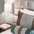 Aplica de perete Searchlight NINA metal, textil, cristal, crom, alb, E14 - 1051-1CC