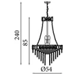 Pendul Searchlight Louis Phillipe metal, cristal, alama, transparent, E14, 60W - 1711-11SB