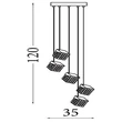 Pendul Searchlight Cuboid metal, acril, alama, transparent, LED, 9.4W, 5055lm, 3000K - 33640-5SB