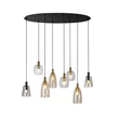 Pendul Searchlight DIVINE metal, sticla, negru, multicolor, E14 - 36463-8BK