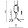 Aplica de perete Searchlight Ascona metal, sticla, alama, transparent, E14, 60W - 4162-2SB
