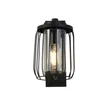 Aplica de prete exterioara cu senzor de miscare Searchlight REED metal, plastic, negru, transparent, E27, IP44 - 44610BK-PIR