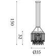 Pendul Searchlight Spear metal, cristal, auriu, transparent, E27, 60W - 44710-5GO