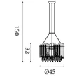 Pendul Searchlight Spear metal, cristal, auriu, transparent, E27, 60W - 44710-8GO