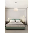 Pendul Searchlight Radiant metal, textil, negru, alb, E27, 60W - 52850BK