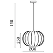 Pendul Searchlight Radiant metal, textil, negru, alb, E27, 60W - 52850BK