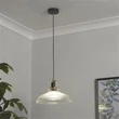 Pendul Searchlight Glossop metal, sticla, negru, transparent, E27, 60W - 61189BK