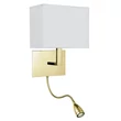 Aplica de perete Searchlight HOTEL metal, textil, alama, alb, LED + E27, 3000K, 108 Lm - 6519SB