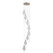 Pendul Searchlight Luminique metal, sticla, alama, opal, LED, 34W, 4118lm, 3000K - 69410-8SB