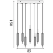 Pendul Searchlight Cattail metal, sticla, maro, transparent, LED, 33W, 2238lm, 3000K - 76210-7CL