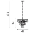 Pendul Searchlight Michelle metal, sticla, crom, transparent, E27, 60W - 9634-4CC