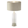 Veioza Searchlight OXFORD metal, sticla, catifea, nichel, transparent, taupe, E27 - EU81713TA