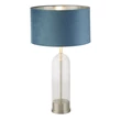 Veioza Searchlight OXFORD metal, sticla, catifea, nichel, transparent, teal, E27 - EU81713TE