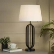Veioza Searchlight Chic metal, textil, negru, alb, E27, 60W - EU91101WH