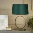 Veioza Searchlight Elegant metal, textil, bronz, verde, E27, 60W - EU93102EM